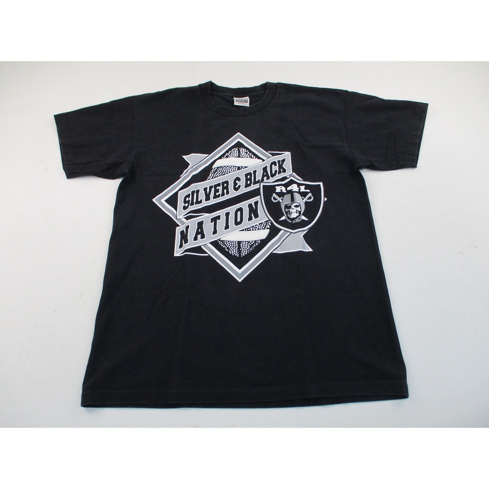 Pro Team Shirt Mens XL Black Silver & Black Nation Oakland Raider Nation